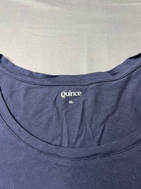 Quince Cotton Slub Tee | Navy Blue | Size XL | Womens Soft & Minimalist